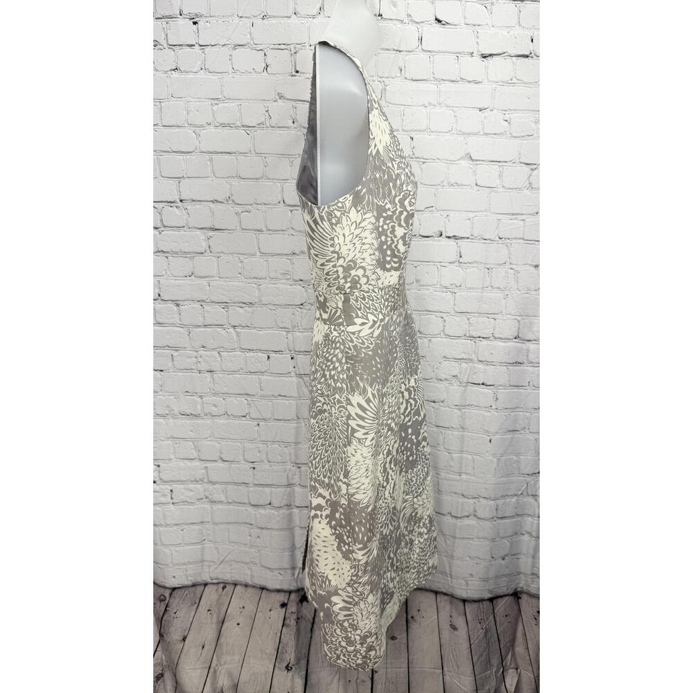 Halogen Womens Floral Pattern Grey Square  Neck Knee Length Sleeveless Dress 10 - Picture 2 of 8